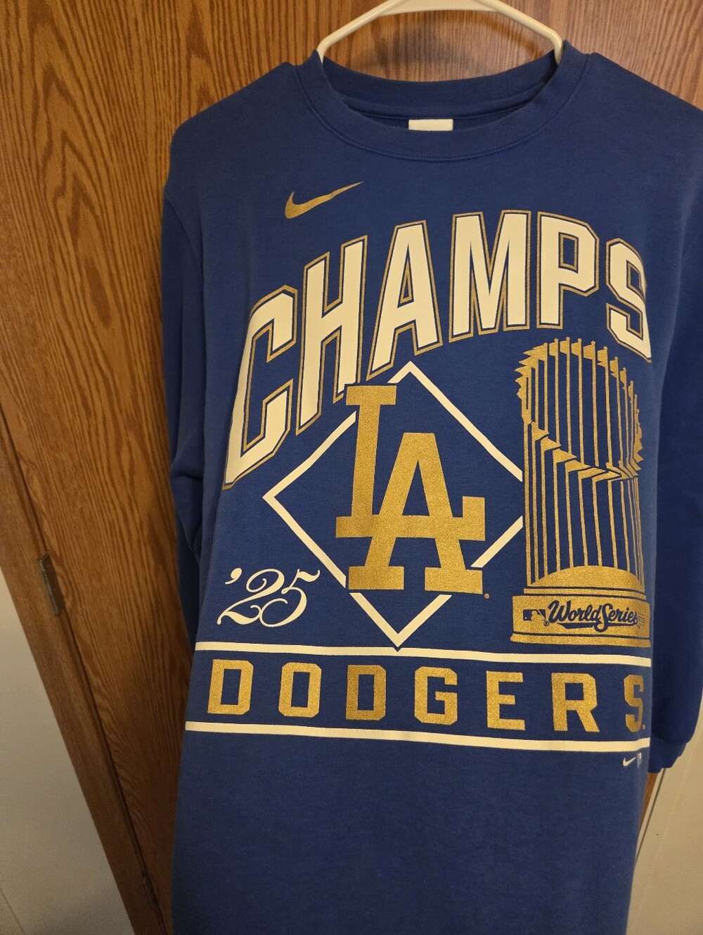 Nike Los Angeles Dodgers 2025 World Series Champs Sweatshirt Sz Large Men's MLB - Picture 2 of 6